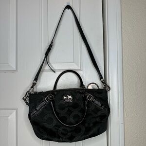 Coach Madison Black Signature Op Art Dotted "C" Logo Medium Size Bag